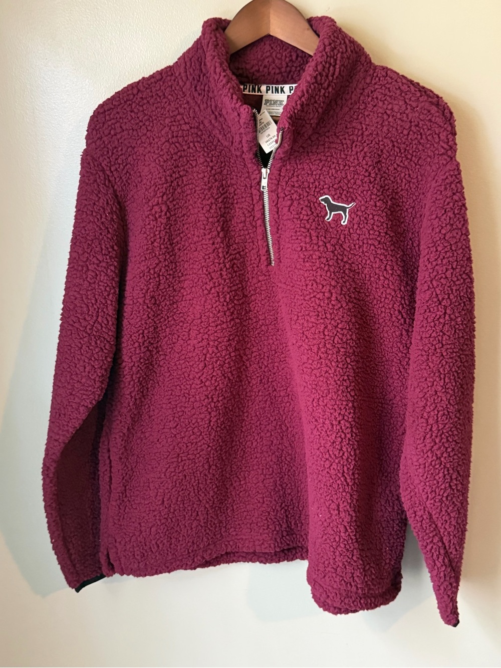 Victoria's Secret PINK Sherpa Quarter-Zip Pullover - Raspberry